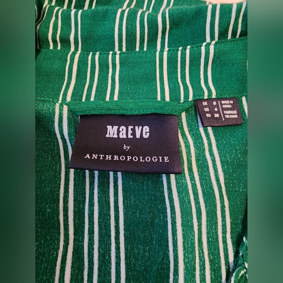 Women's dres Maeve by Antropologie, size 4, green with white stripes. - Picture 5 of 6